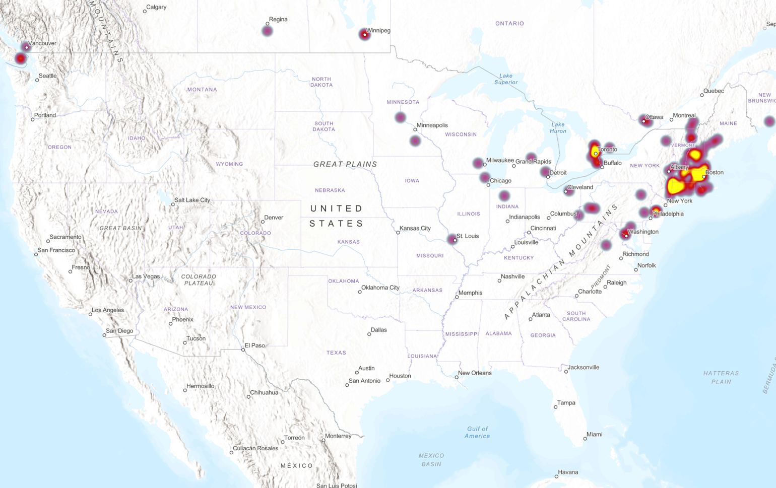 Original geographic comparison exhibit from the demand study